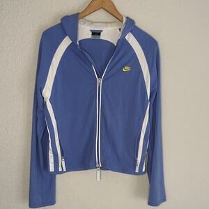 Nike Full Zip Blue Hoodie Zipper Pockets Athletic Athleisure Sporty Prep Travel